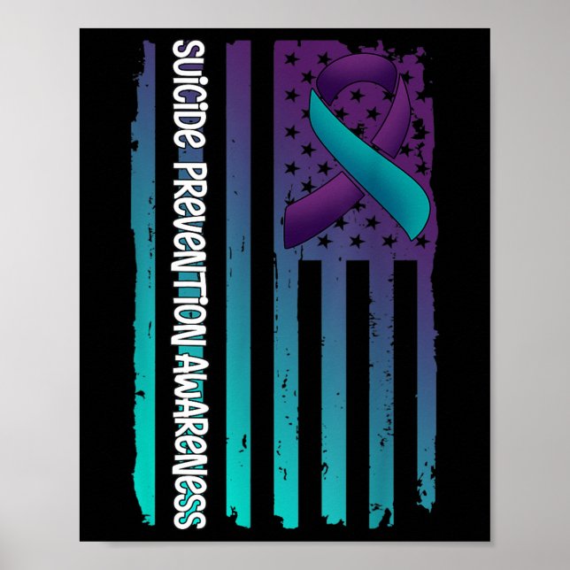 Affiche Ruban du drapeau américain pour la sensibilisation (Devant)