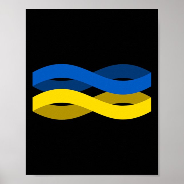 Affiche Ruban du drapeau ukrainien Soutenez l'Ukraine  (Devant)