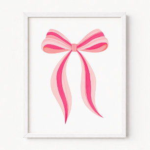 Affiche Ruban et Nœud Rose Minimaliste