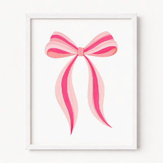 Affiche Ruban et Nœud Rose Minimaliste