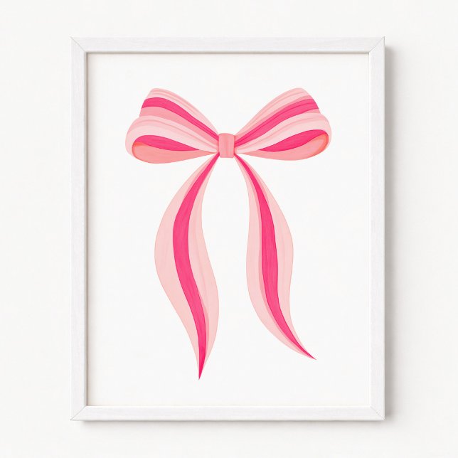 Affiche Ruban et Nœud Rose Minimaliste (Minimalist Pink Bow and Ribbon Poster)