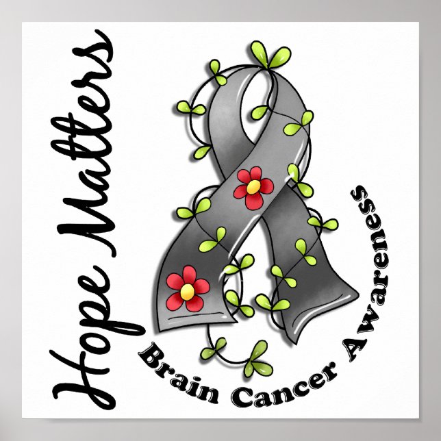 Affiche Ruban Fleur 4 Hope Matters Cancer du cerveau (Devant)