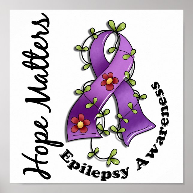 Affiche Ruban Fleur 4 Hope Matters Epilepsie (Devant)