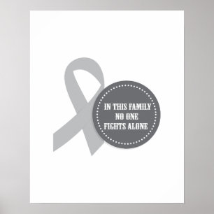 Affiche Ruban gris pour cancer du cerveau pour la famille