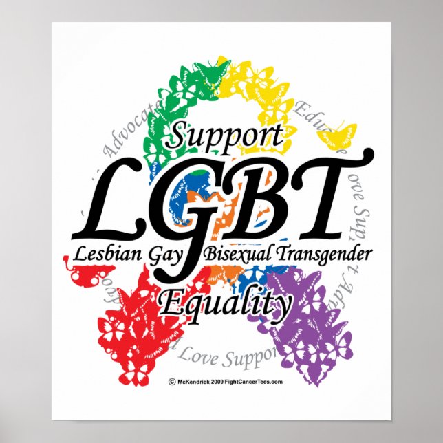 Affiche Ruban LGBT des papillons (Devant)