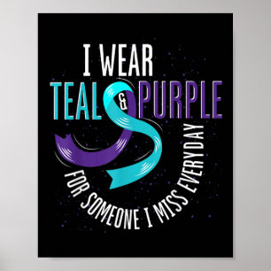 Affiche Ruban Mental Santé Suicide Prévention Violet Turqu