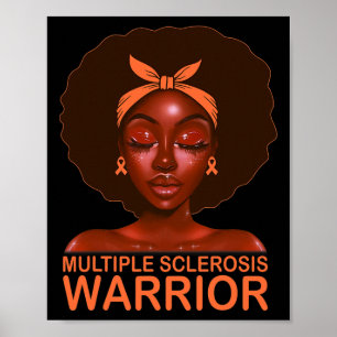 Affiche Ruban Ms Sensibilisation Guerrière Noir Afro Femme