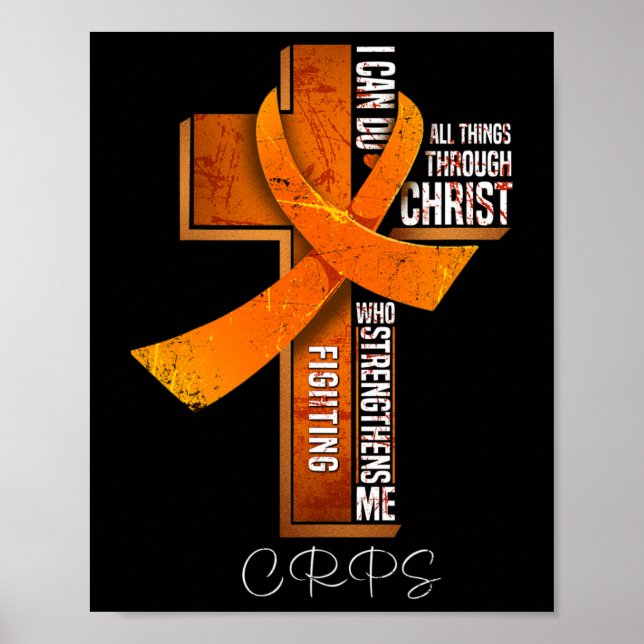Affiche Ruban orange de sensibilisation Crps Croix chrétie (Devant)
