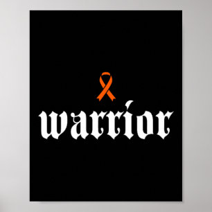 Affiche Ruban orange guerrier de sensibilisation au cancer