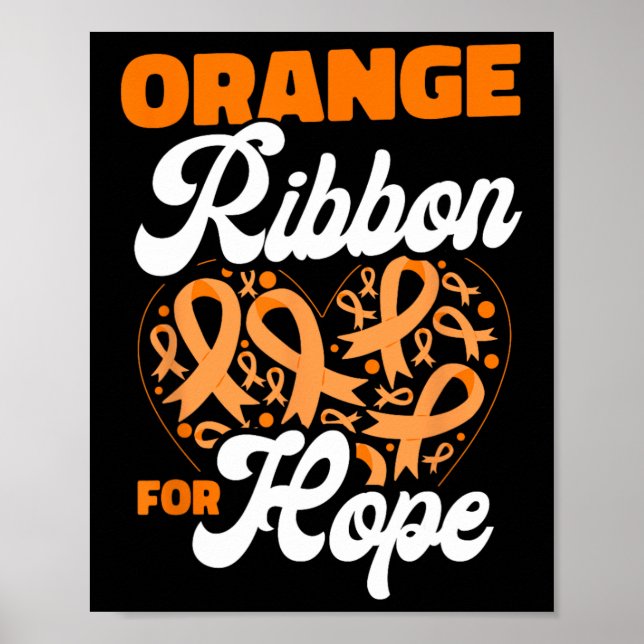 Affiche Ruban orange pour l'espoir de sensibilisation au c (Devant)