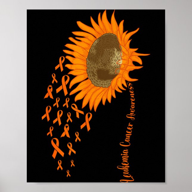 Affiche Ruban orange tournesol de sensibilisation au cance (Devant)