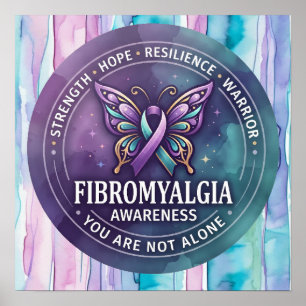 Affiche Ruban papillon de sensibilisation à la fibromyalgi