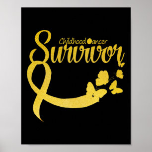 Affiche Ruban papillon de survivant du cancer infantile Se