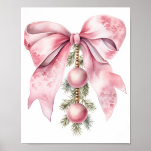Affiche Ruban rose aquarelle avec breloques