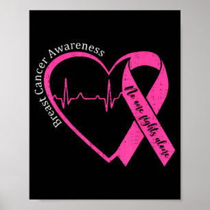Affiche Ruban rose cœur soutien pour la sensibilisation au