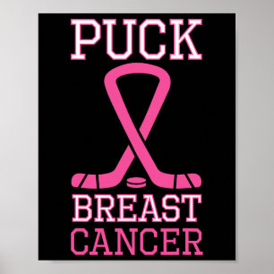 Affiche Ruban rose contre le cancer du sein Puck Hockey su