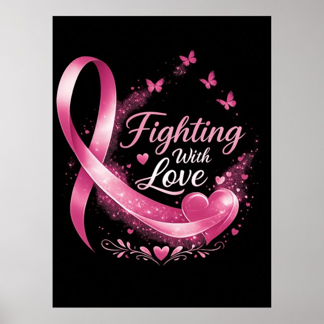 Affiche Ruban rose de sensibilisation au cancer du sein Sq (Devant)