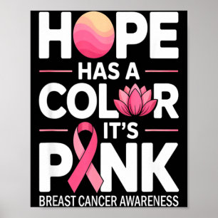 Affiche Ruban rose espoir et soutien sein cancer du sein