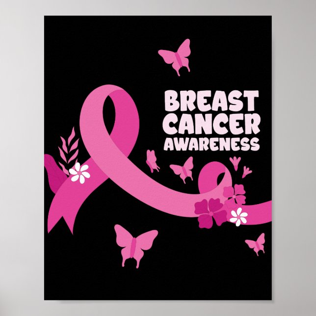 Affiche Ruban rose Femmes Cancer Cancer Sensibilisation au (Devant)