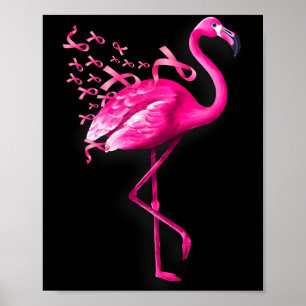 Affiche Ruban rose flamant rose cancer du sein sensibilisa