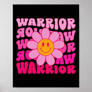 Affiche Ruban rose Fleur guerrier du cancer du sein