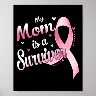 Affiche Ruban rose Ma Mère Est Une Survivante Cancer Du Se