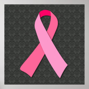 Affiche Ruban rose sur damas moyen