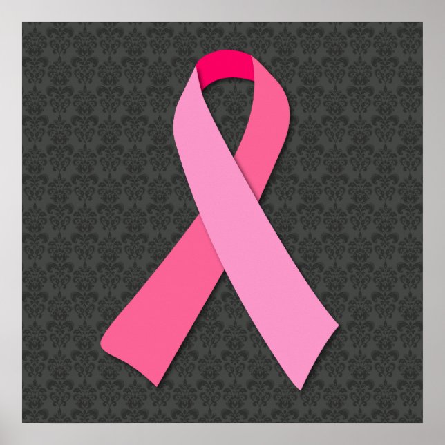 Affiche Ruban rose sur damas moyen (Devant)