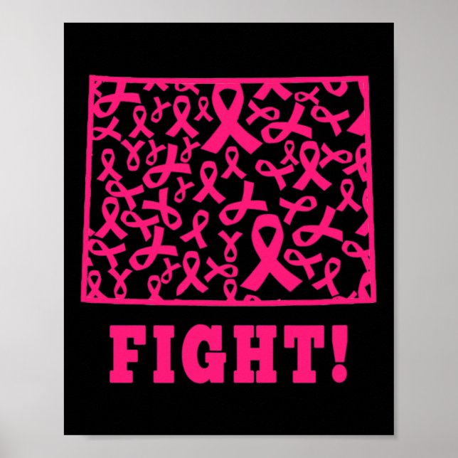 Affiche Ruban rose Wyoming Comment État Cancer du sein Lut (Devant)