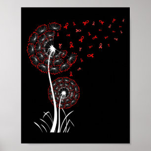 Affiche Ruban Rouge Dandelion Maladie cardiaque Cancer du