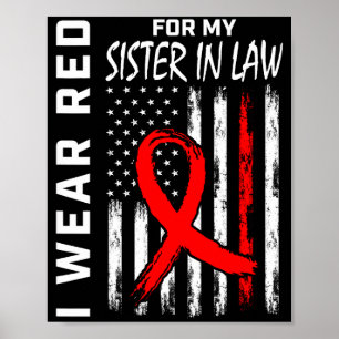 Affiche Ruban Rouge Pour La Maladie Cardiaque De Ma Belle-