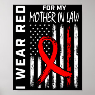 Affiche Ruban Rouge Pour La Maladie Cardiaque De Ma Belle-
