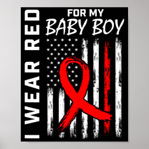 Affiche Ruban Rouge Pour Mon Fils Drapeau de Sensibilisati