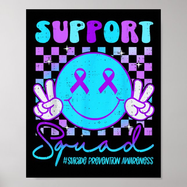 Affiche Ruban sarcelle et violet de sensibilisation au sui (Devant)
