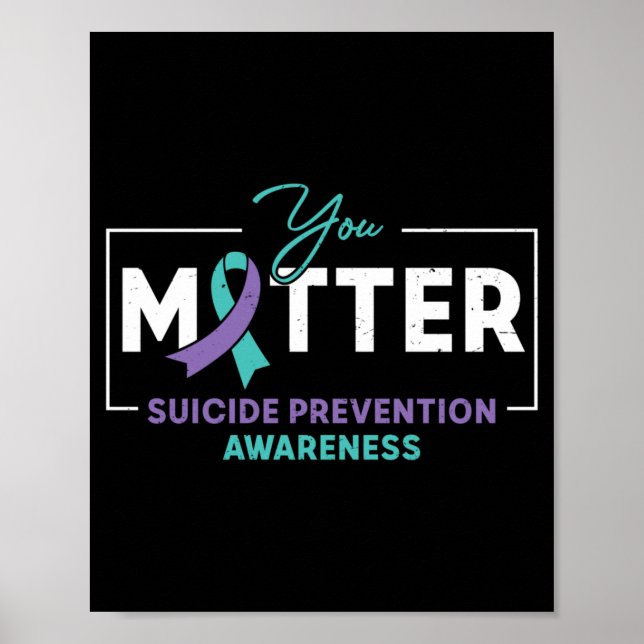 Affiche Ruban sarcelle violet pour la prévention du suicid (Devant)