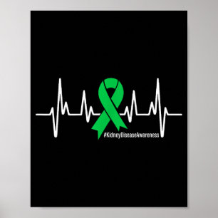 Affiche Ruban Vert Battement de Coeur Maladie Rénale Sensi
