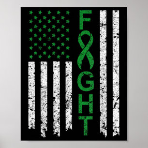 Affiche Ruban Vert De La Santé Mentale Drapeau États-Unis