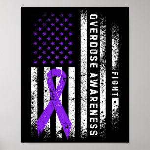 Affiche Ruban Violet de Sensibilisation au Surdosage Drape
