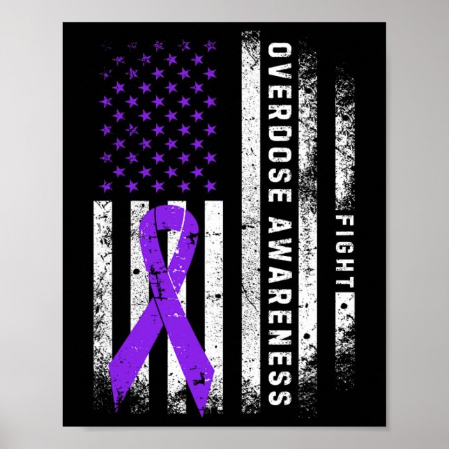 Affiche Ruban Violet de Sensibilisation au Surdosage Drape (Devant)