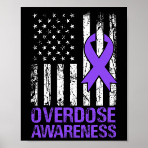Affiche Ruban Violet de Sensibilisation au Surdosage Drape