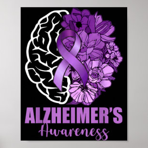 Affiche Ruban violet fleur de cerveau pour la sensibilisat