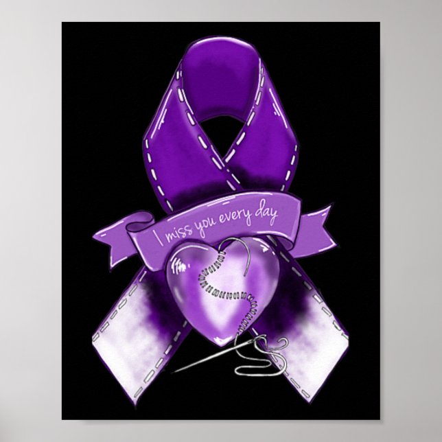 Affiche Ruban violet Graphique de sensibilisation (Devant)