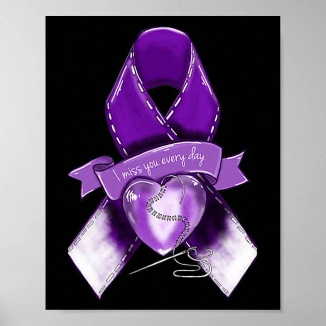 Affiche Ruban violet, graphique de sensibilisation à la su (Devant)