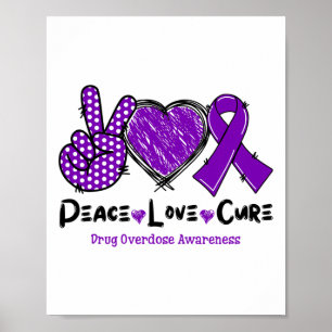 Affiche Ruban Violet pour la Guérison Amour Paix Sensibili