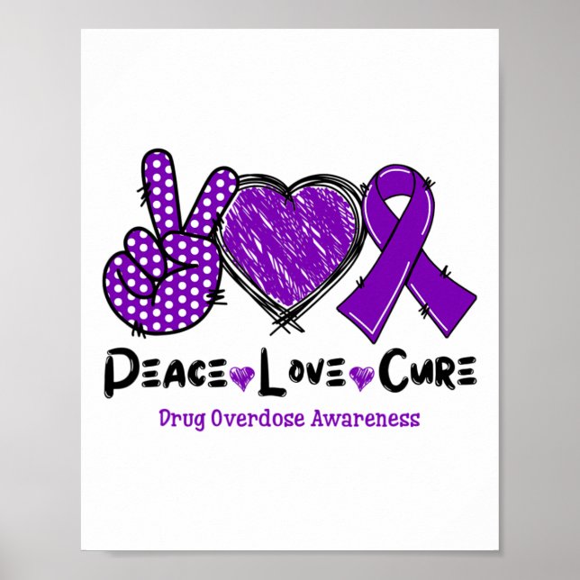 Affiche Ruban Violet pour la Guérison Amour Paix Sensibili (Devant)
