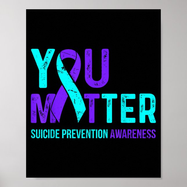 Affiche Ruban violet sarcelle de sensibilisation à la prév (Devant)
