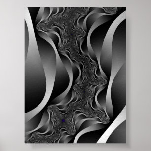 Affiche Rubans fractals monochromes en profondeur infinie