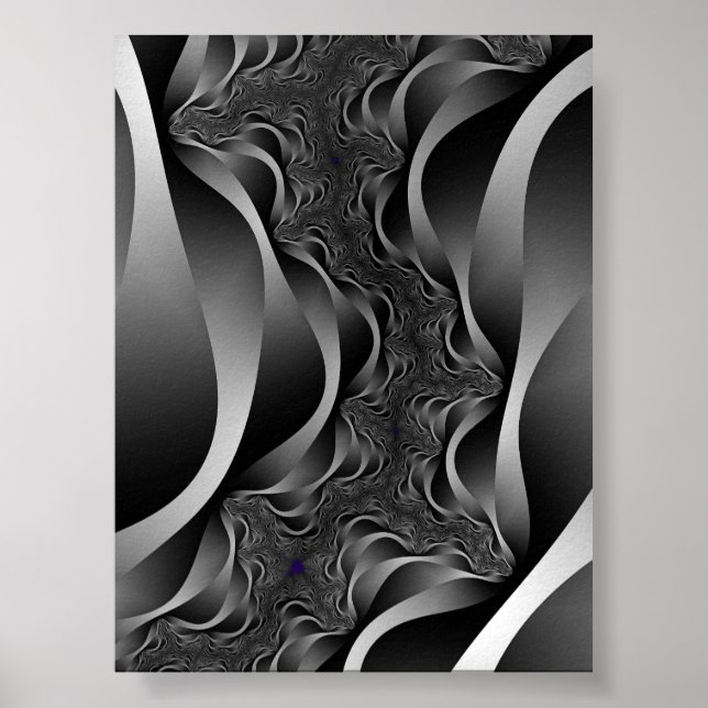 Affiche Rubans fractals monochromes en profondeur infinie (Devant)