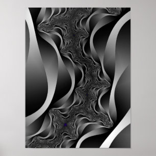 Affiche Rubans fractals monochromes en profondeur infinie