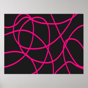 Affiche Rubans Magenta en noir